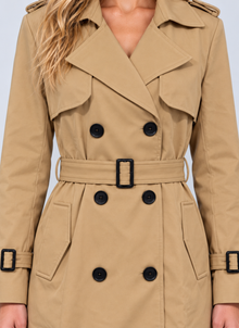 Montarello tan trench coat – close-up