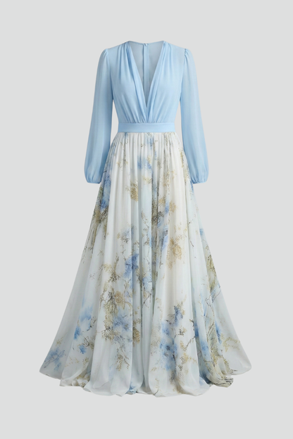 Montarello Floral Sheer Sleeve Women's Maxi Dress