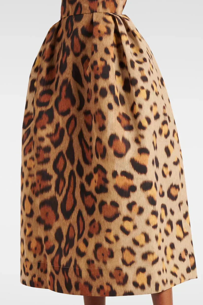 Montarello Women's Leopard Print Corset Midi Dress