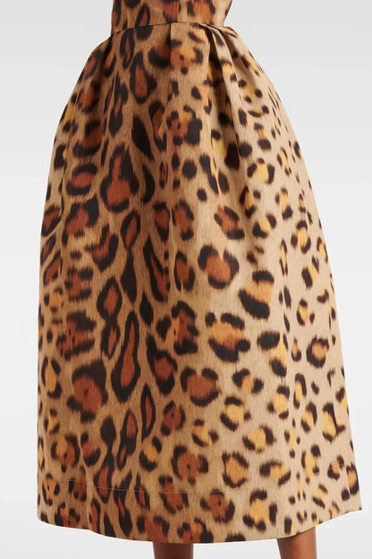 Montarello Women's Leopard Print Corset Midi Dress