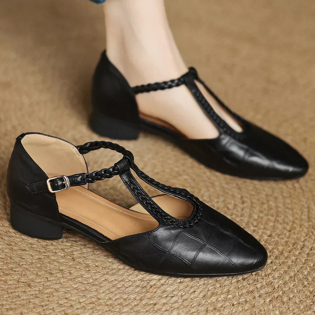 Montarello Women's Pointed Toe Mary Jane Flats