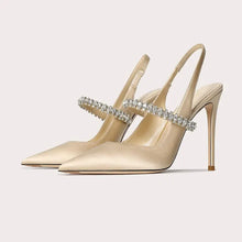 Montarello Women's Satin-Look Pointed Toe Slingback Heels