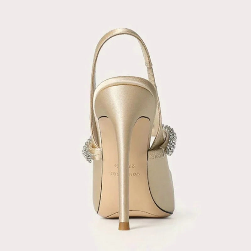 Montarello Women's Satin-Look Pointed Toe Slingback Heels