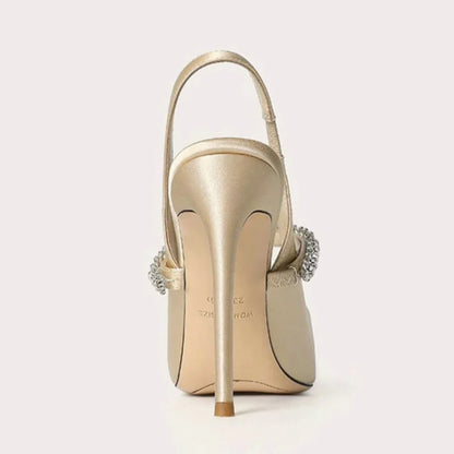 Montarello Women's Satin-Look Pointed Toe Slingback Heels