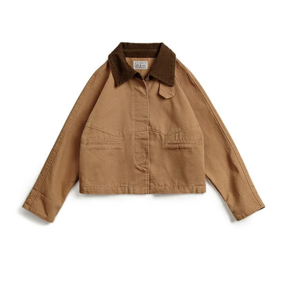 Montarello Women's Barn Jacket with Corduroy Collar and Utility Pockets