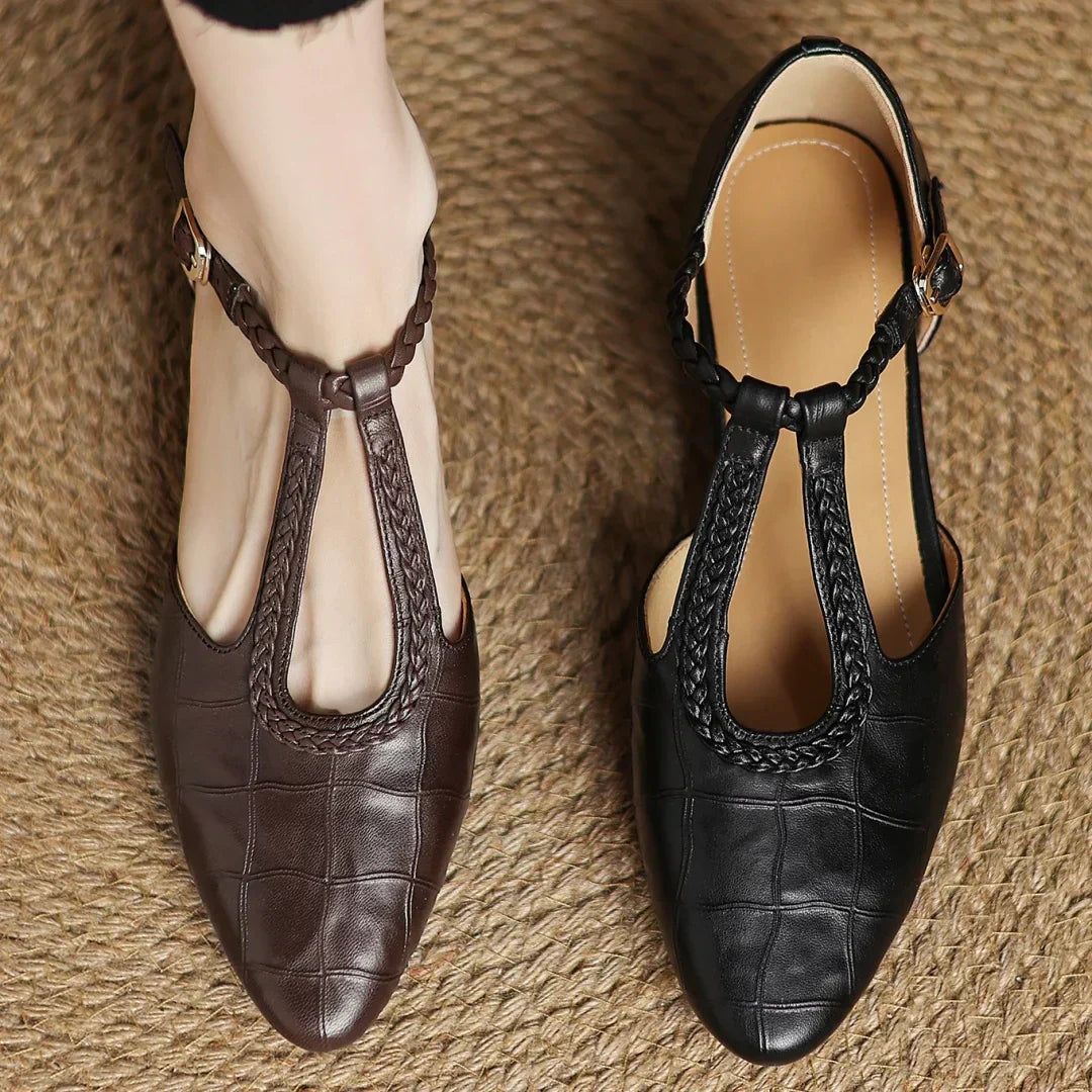 Montarello Women's Pointed Toe Mary Jane Flats