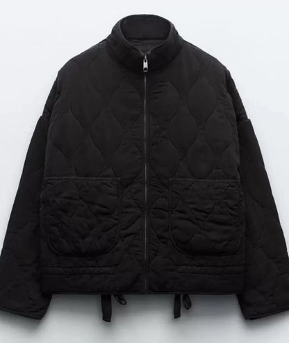 Montarello Women's Quilted Jacket with High Collar and Patch Pockets