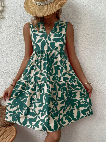 Montarello Women's Botanical Print Sleeveless V-Neck Midi Dress