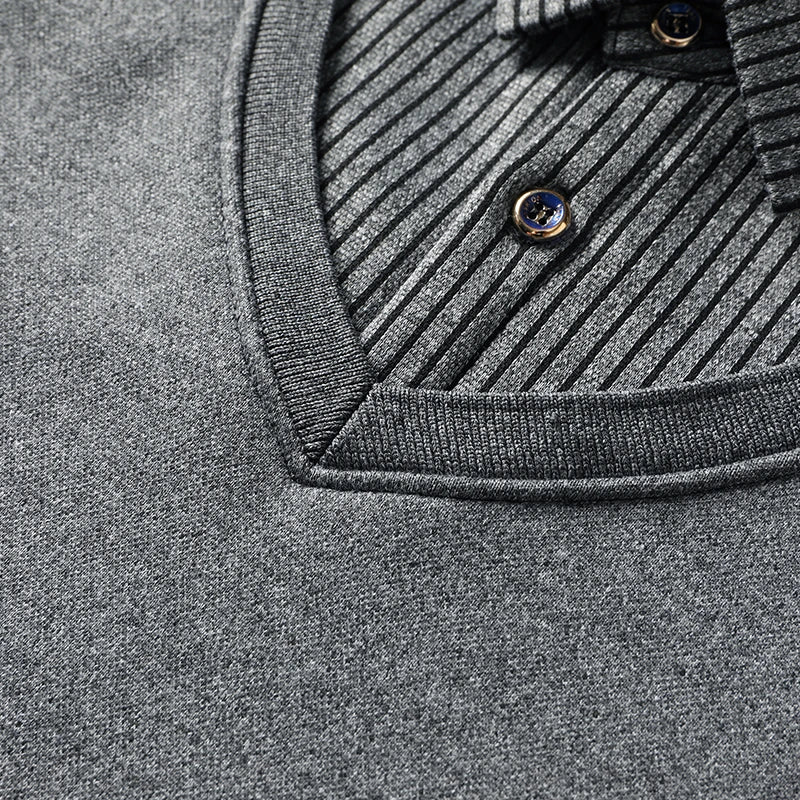 Montarello Men's Polo Sweater with Fleece Lining and Mock Layer