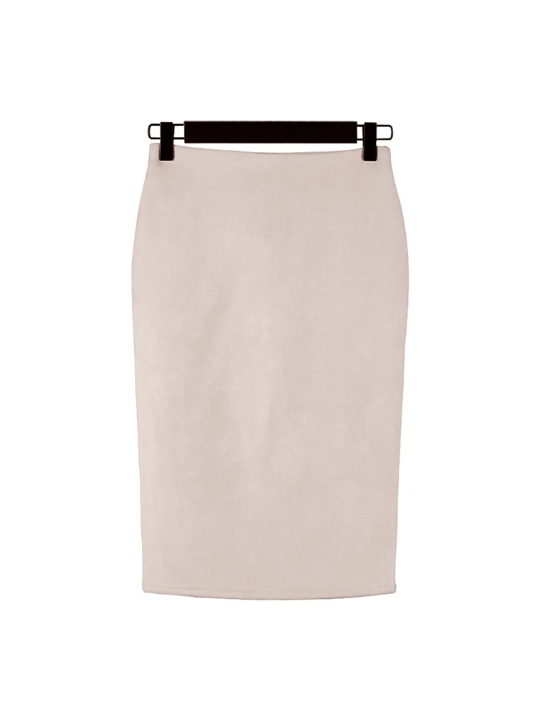 Montarello Women's Suede-Look High Waist Pencil Skirt