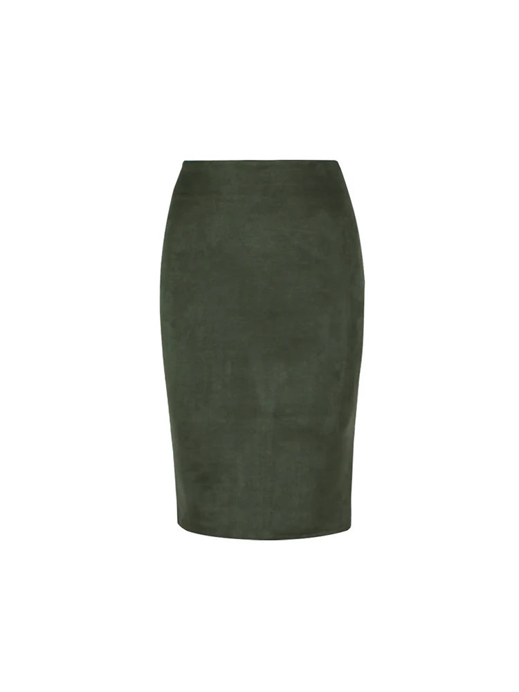 Montarello Women's Suede-Look High Waist Pencil Skirt