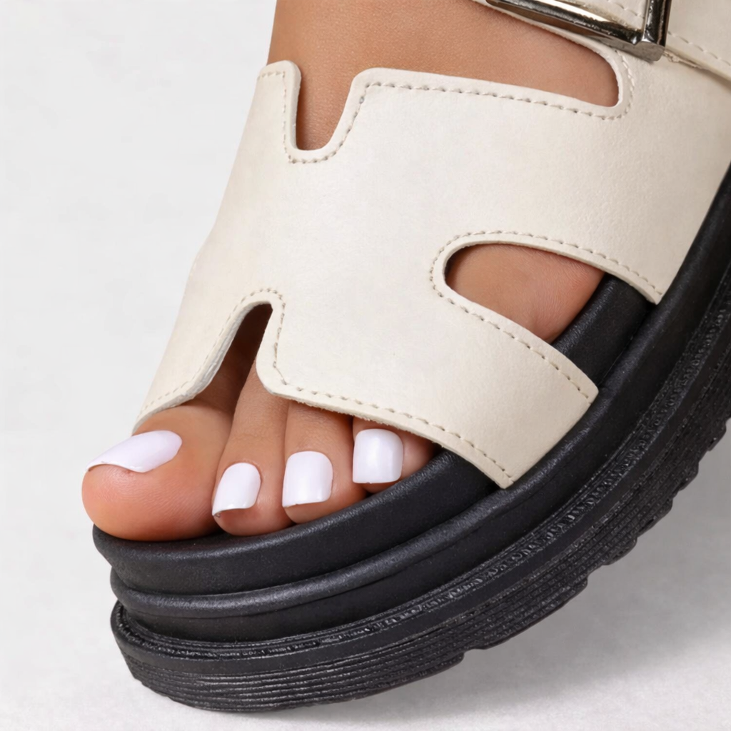 Montarello Women's Double Strap Flatform Sandals Buckle