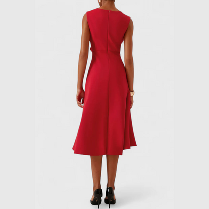 Montarello Women's Sleeveless Wrap Detail Ruffle Midi Dress