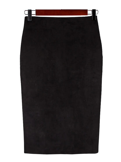 Montarello Women's Suede-Look High Waist Pencil Skirt