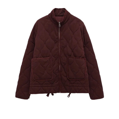 Montarello Women's Quilted Jacket with High Collar and Patch Pockets