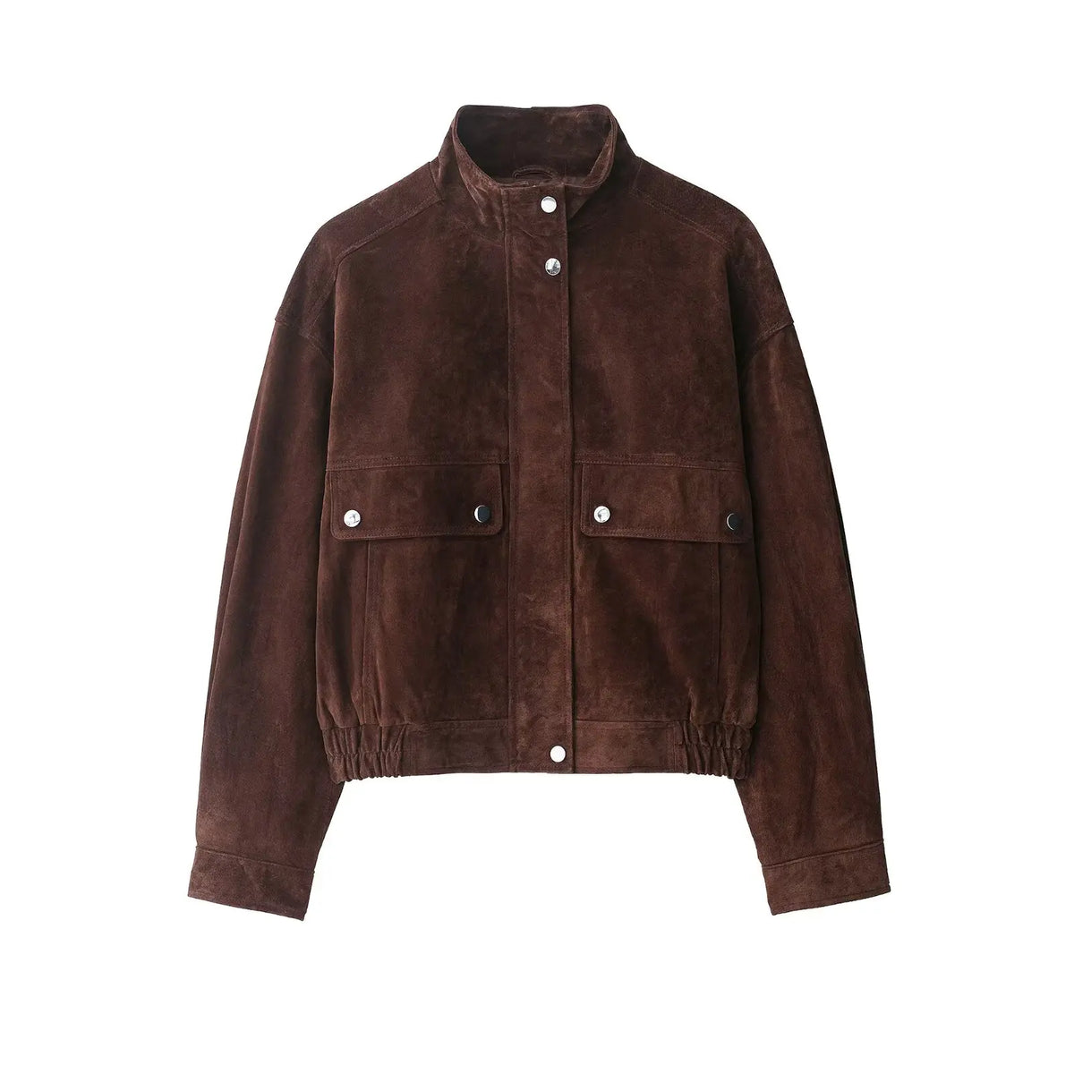 Veste courte pour femme Montarello en simili-daim avec fermeture à boutons-pression
