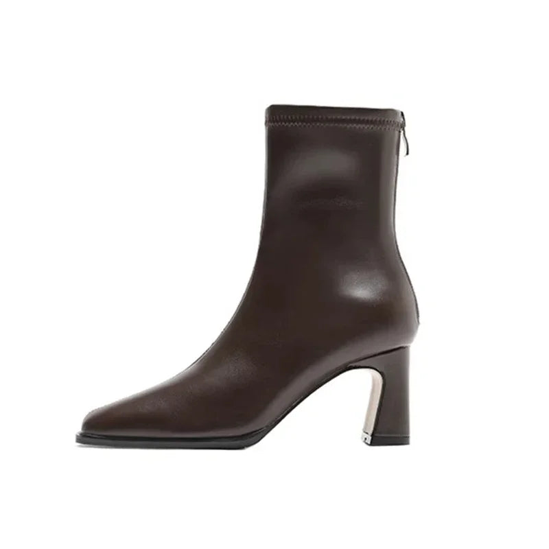 Montarello Women's Ankle Boots Square Toe Block Heel