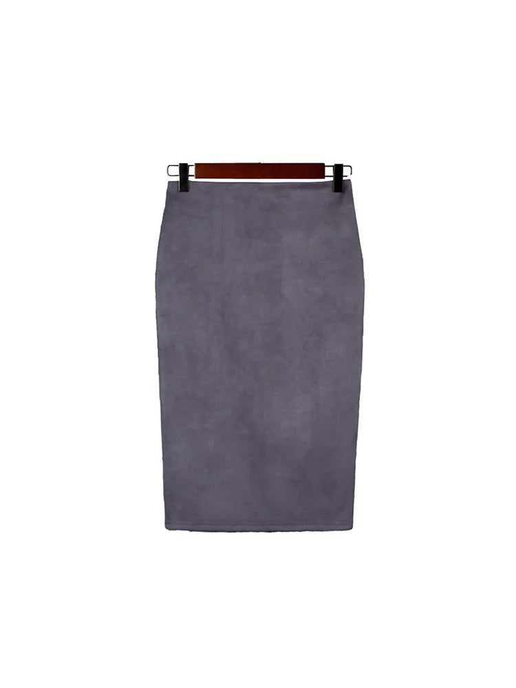 Montarello Women's Suede-Look High Waist Pencil Skirt