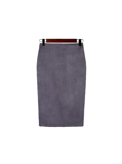 Montarello Women's Suede-Look High Waist Pencil Skirt