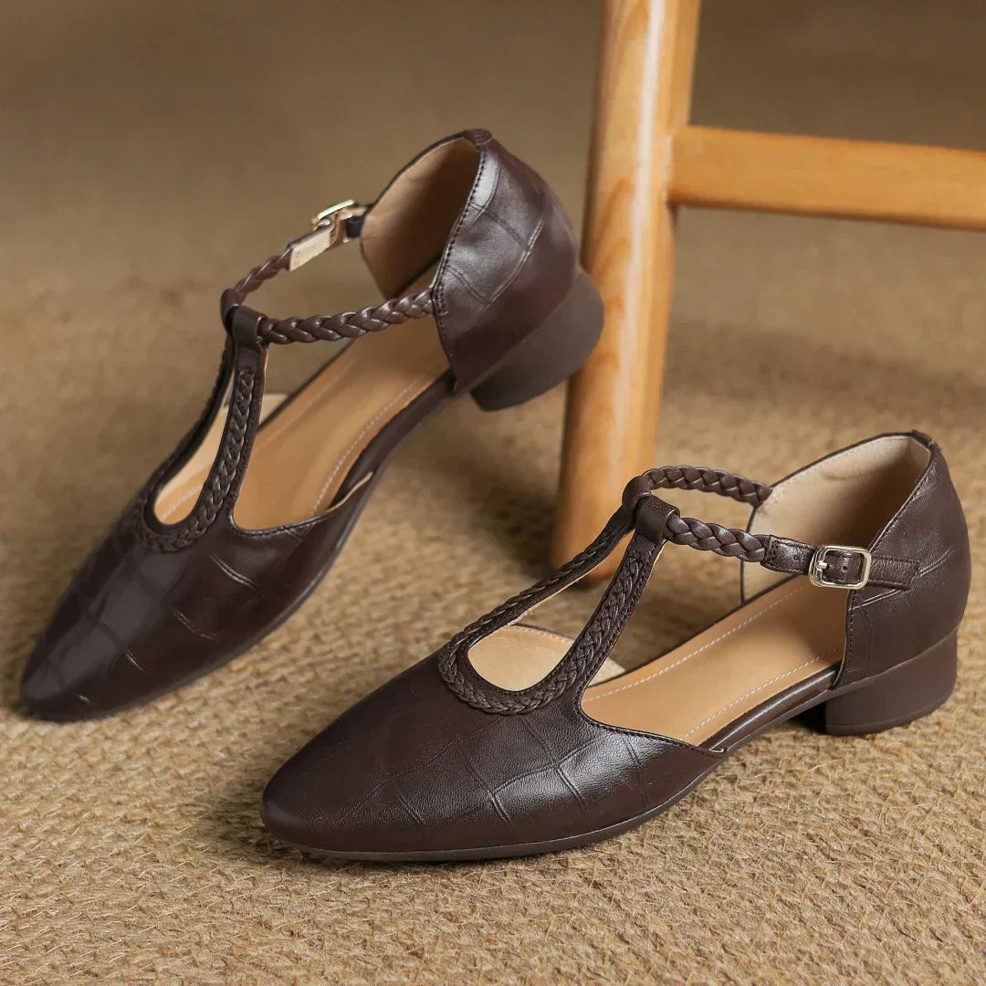 Montarello Women's Pointed Toe Mary Jane Flats