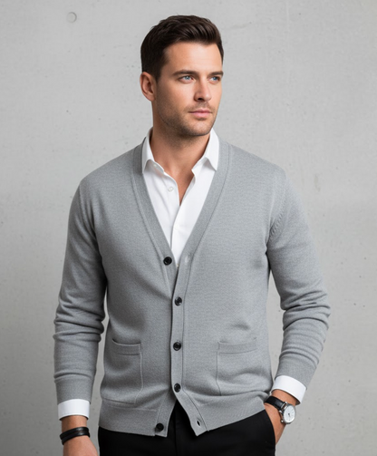 Montarello Men's V-Neck Button Cardigan Knit