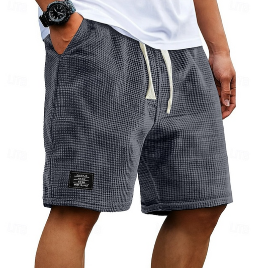 Montarello Men's Waffle Texture Drawstring Shorts Relaxed Fit