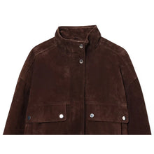 Montarello Women's Suede-Look Cropped Jacket with Snap Front