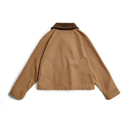 Montarello Women's Barn Jacket with Corduroy Collar and Utility Pockets