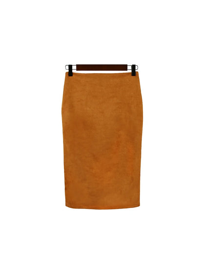 Montarello Women's Suede-Look High Waist Pencil Skirt