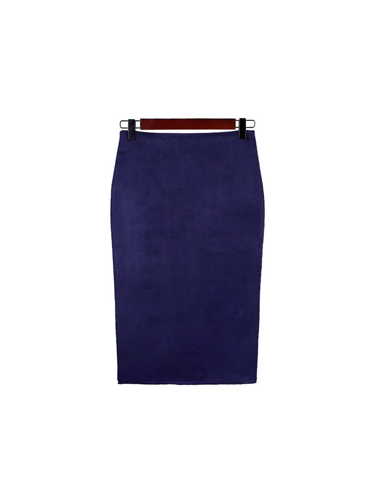 Montarello Women's Suede-Look High Waist Pencil Skirt