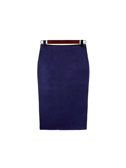 Montarello Women's Suede-Look High Waist Pencil Skirt