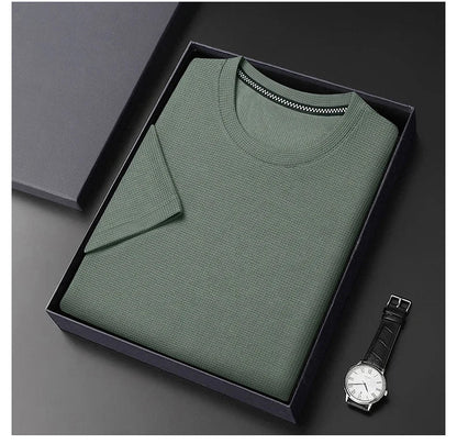Montarello Men's Waffle-Knit Short Sleeve T-Shirt