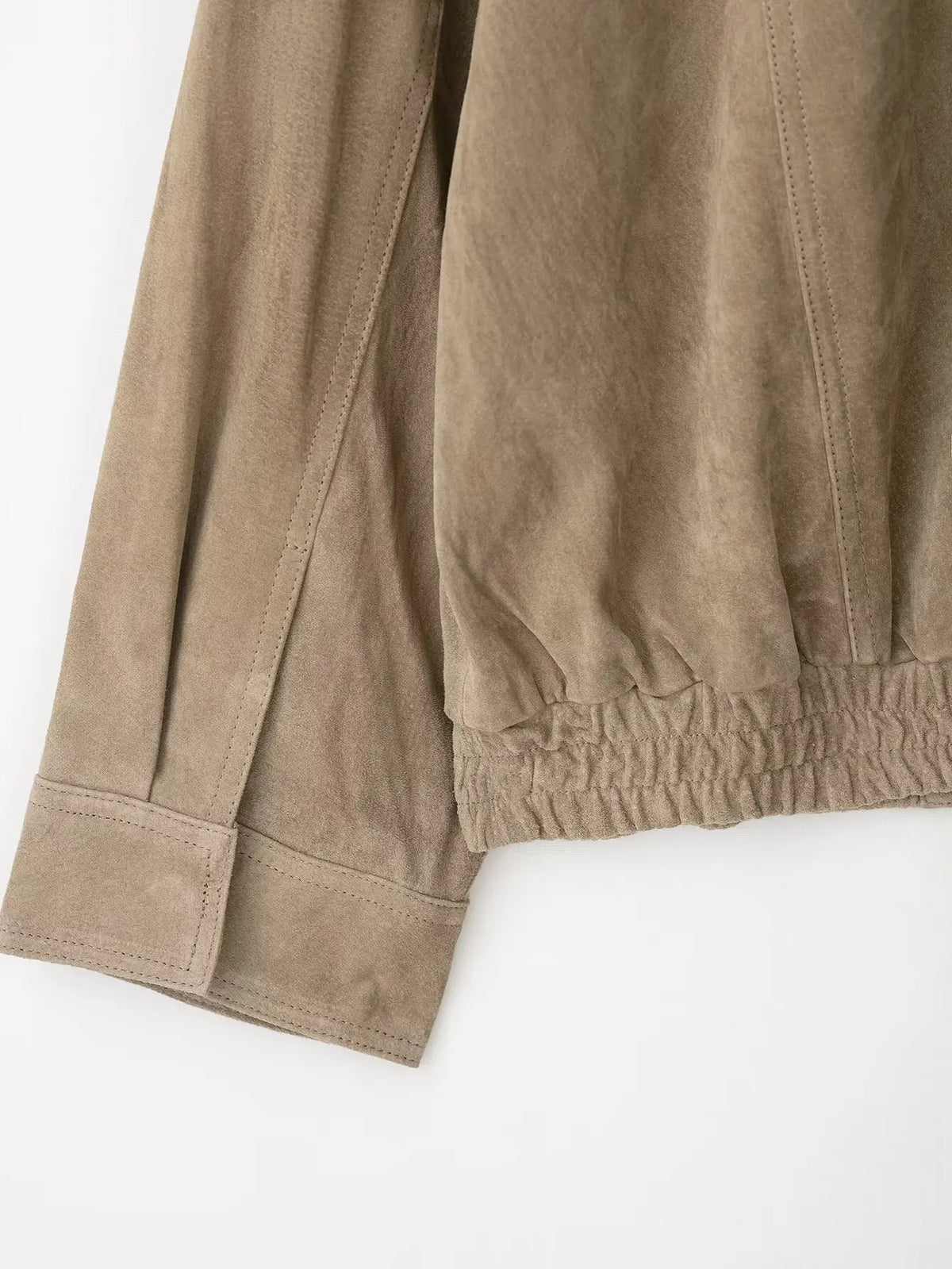 Montarello Women's Suede-Look Bomber Jacket with Pockets