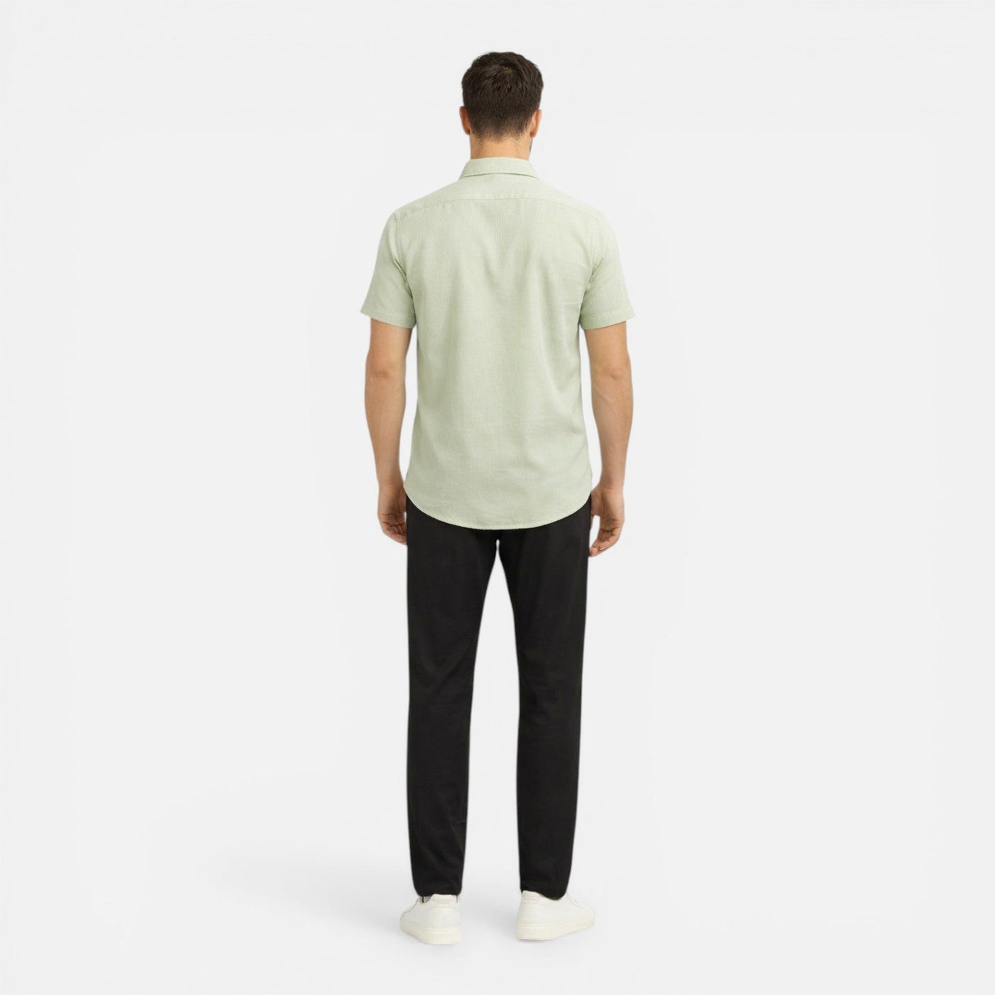 Montarello Men's Slim Fit Short-Sleeve Linen-Look Summer Shirt