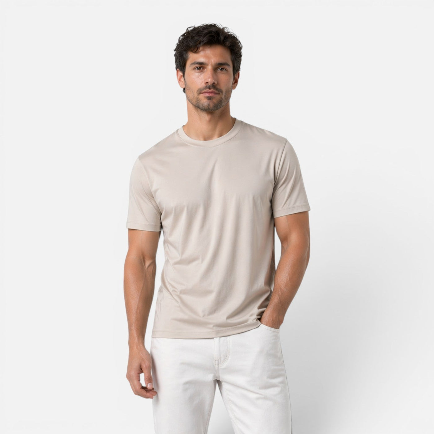 Montarello Men's Ice Silk Lightweight Cooling Crew Neck T-Shirt