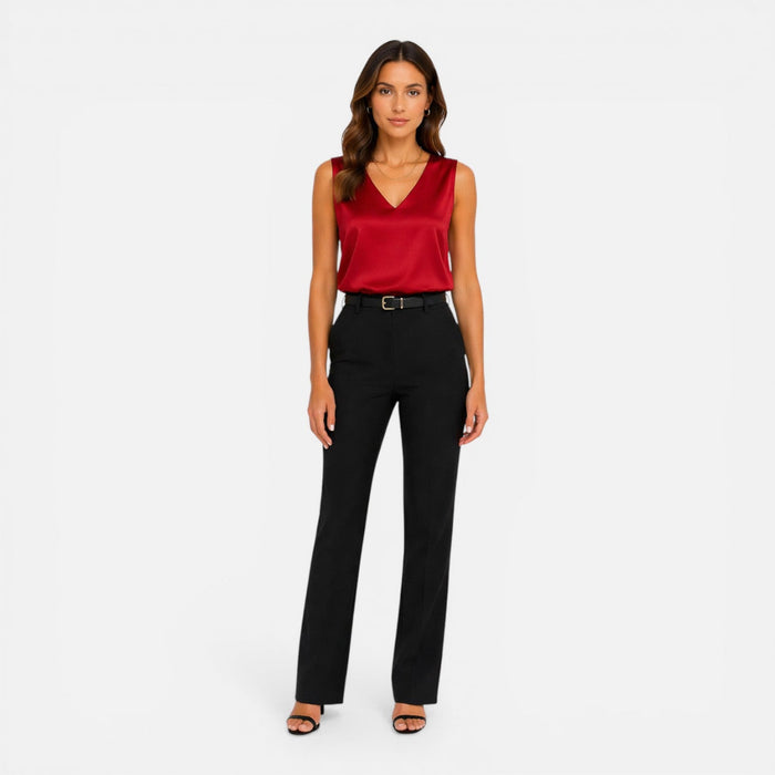 Montarello Women's Satin-Look V-Neck Camisole Evening Top
