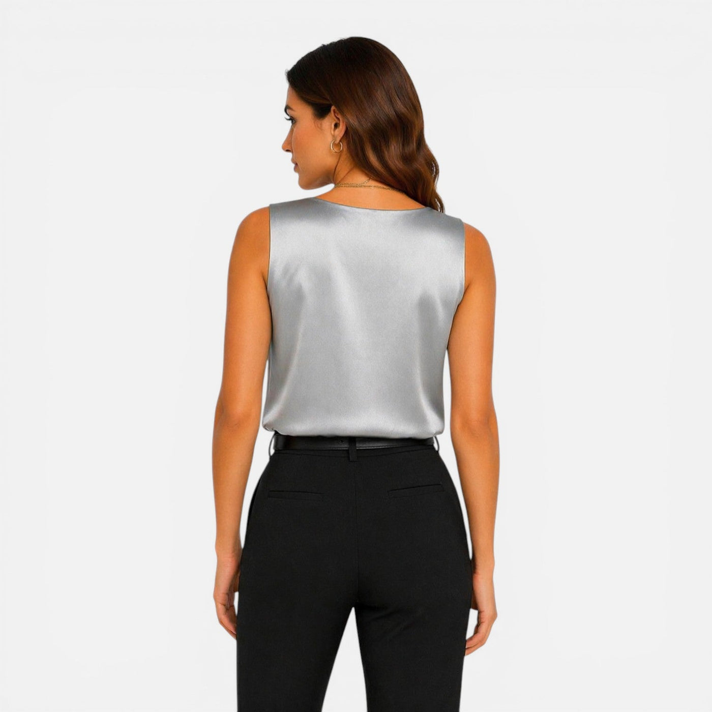 Montarello Women's Satin-Look V-Neck Camisole Evening Top