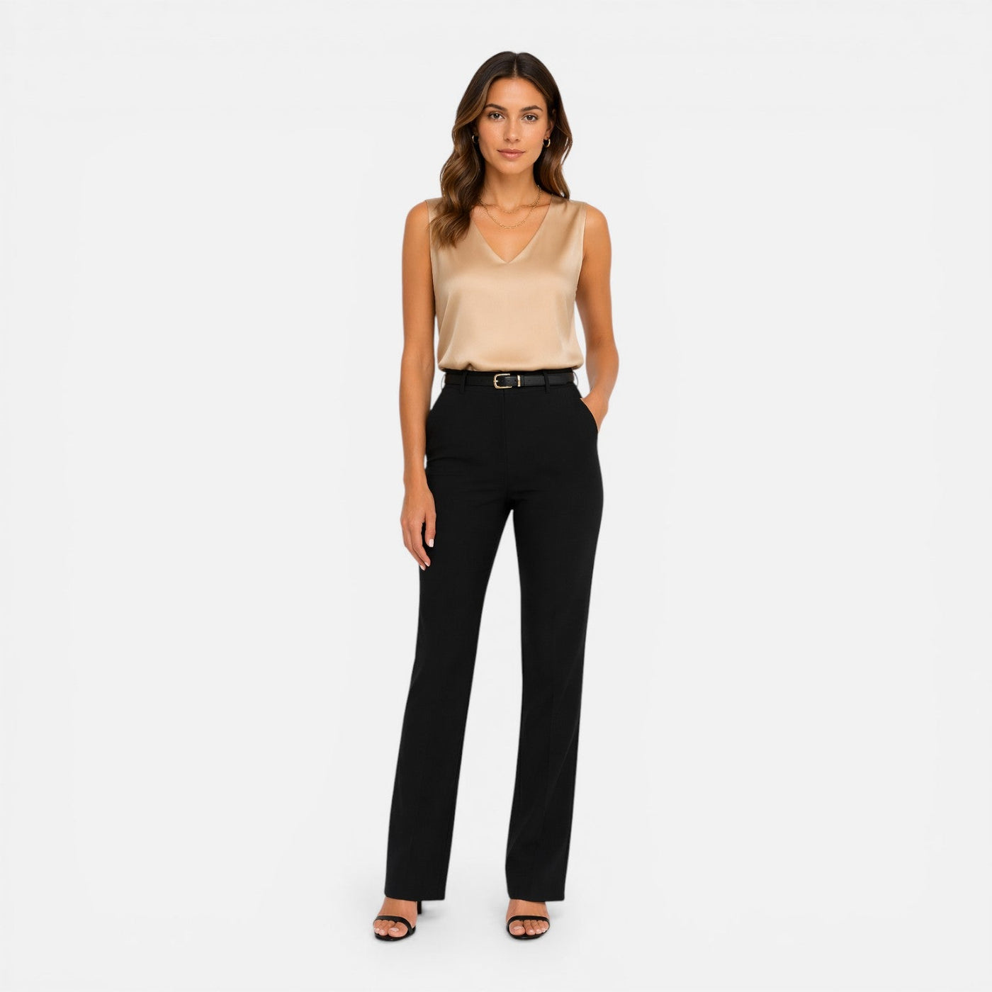 Montarello Women's Satin-Look V-Neck Camisole Evening Top