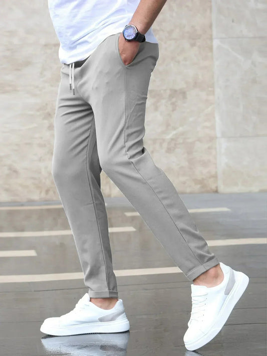 Montarello Men's Slim Fit Drawstring Trousers with Tapered Leg