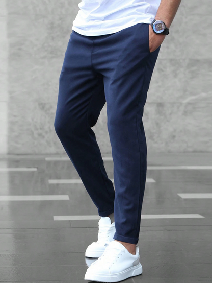 Montarello Men's Slim Fit Drawstring Trousers with Tapered Leg
