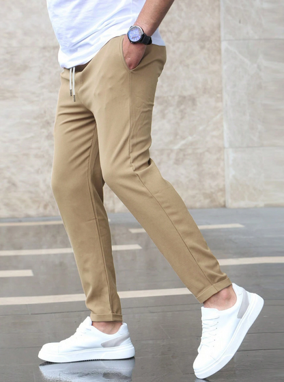 Montarello Men's Slim Fit Drawstring Trousers with Tapered Leg