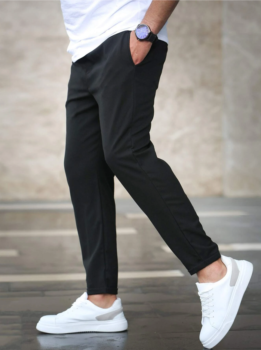 Montarello Men's Slim Fit Drawstring Trousers with Tapered Leg