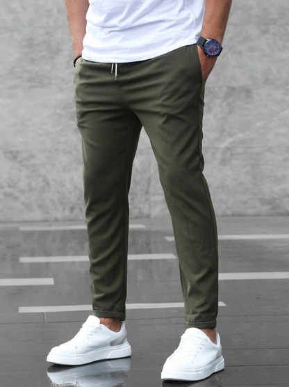 Montarello Men's Slim Fit Drawstring Trousers with Tapered Leg