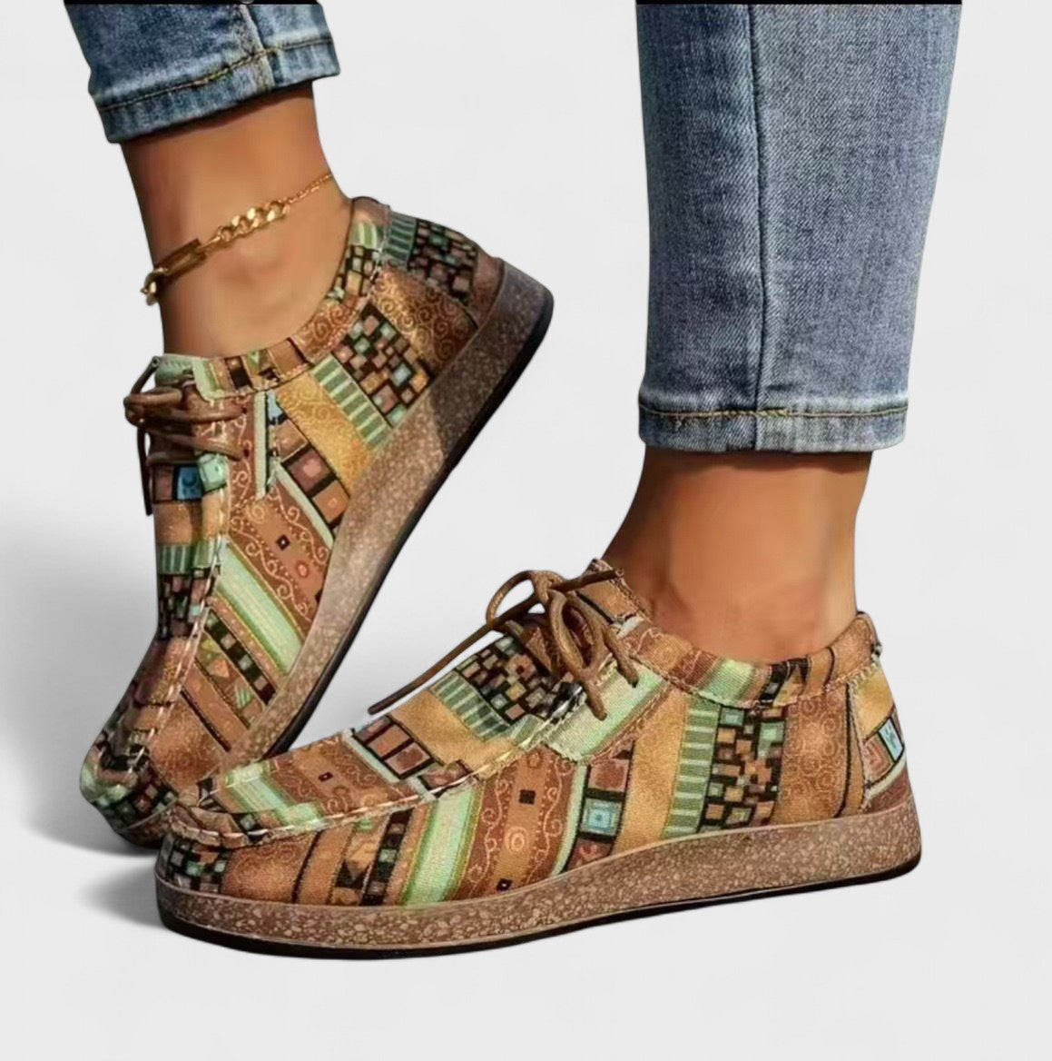 Montarello Boho Print Women's Comfort Lace-Up Shoes