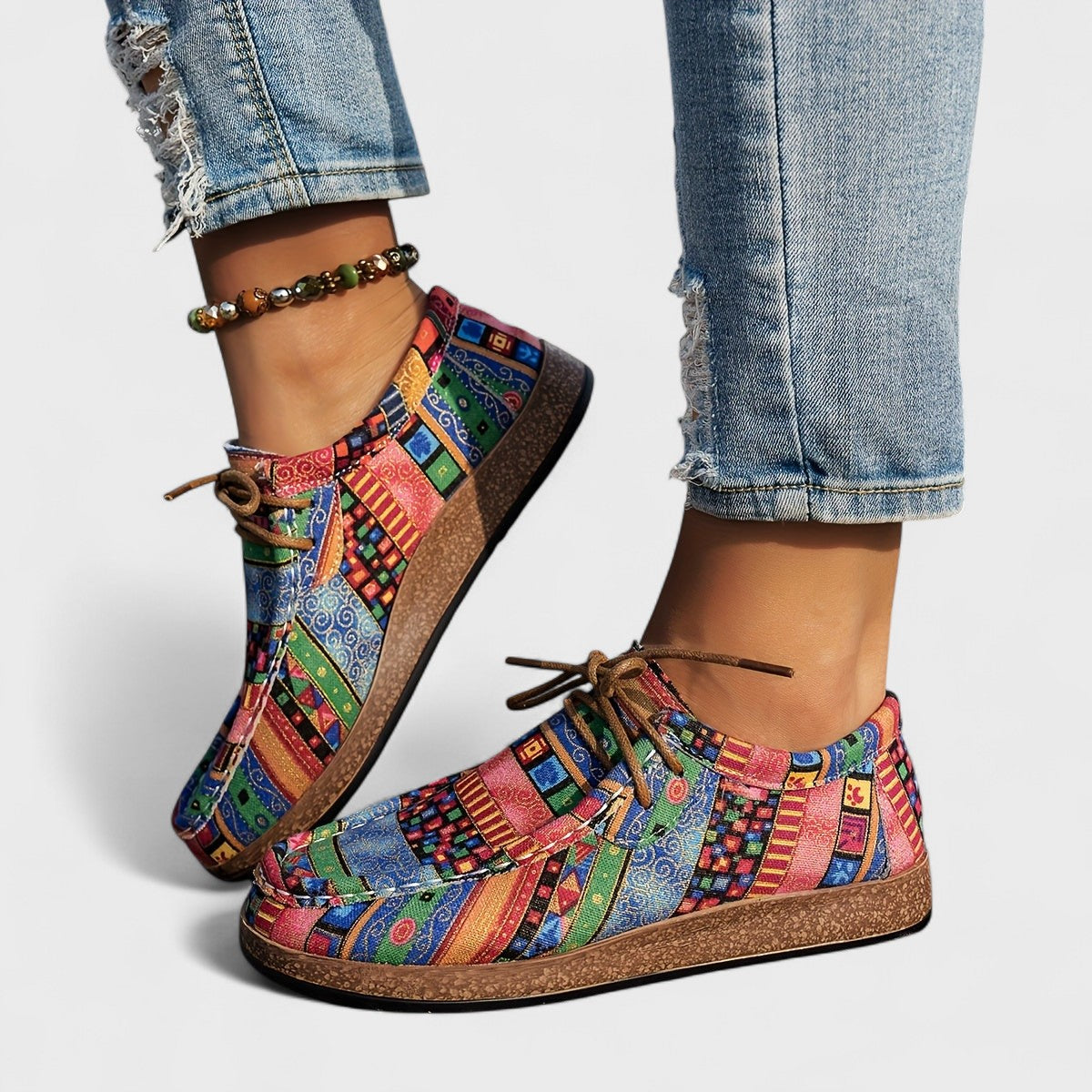 Montarello Boho Print Women's Comfort Lace-Up Shoes