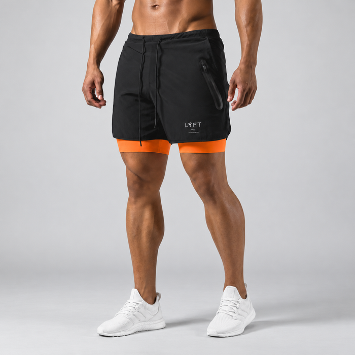 Montarello Men's 2-in-1 Compression Liner Athletic Training Gym Shorts