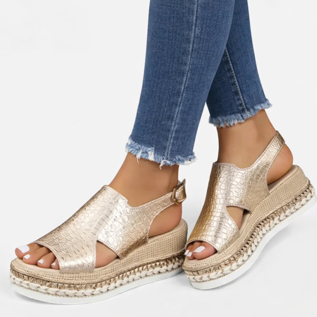 Montarello Women's Metallic Espadrille Slingback Wedge Sandals