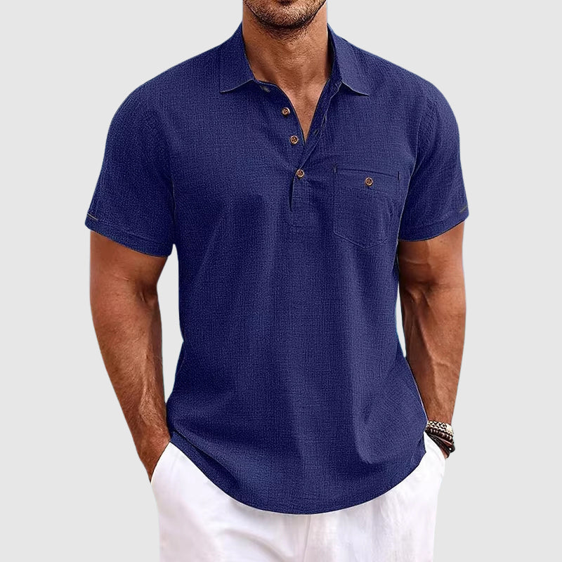 Montarello Men's Short-Sleeve Linen-Look Holiday Polo Shirt