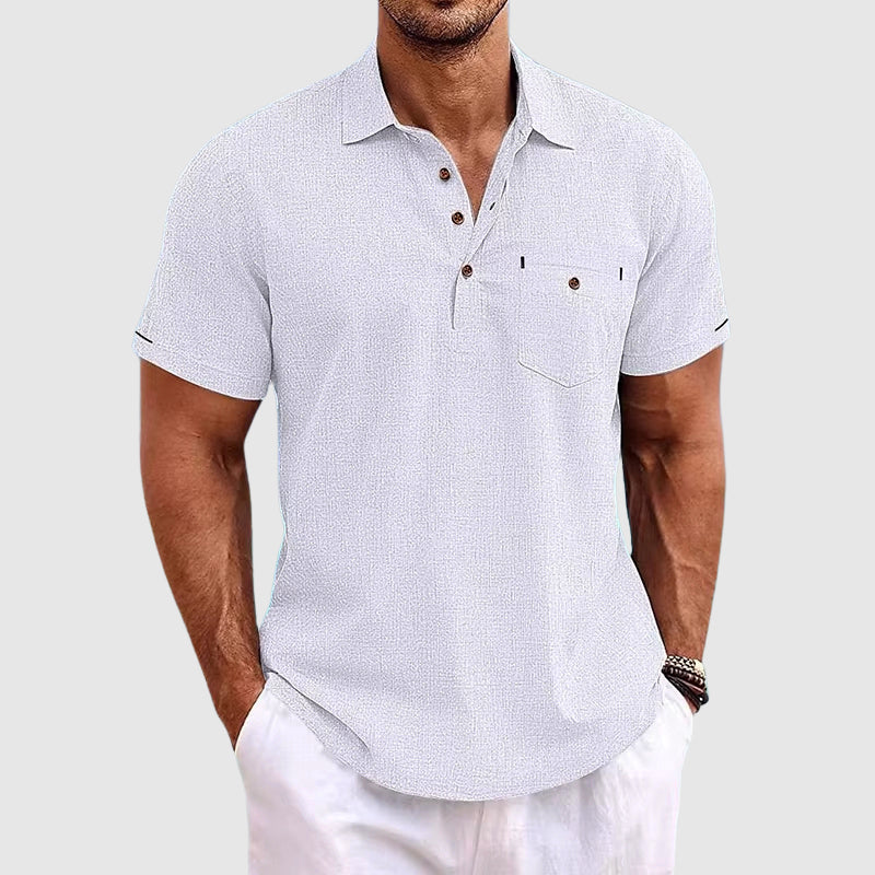 Montarello Men's Short-Sleeve Linen-Look Holiday Polo Shirt
