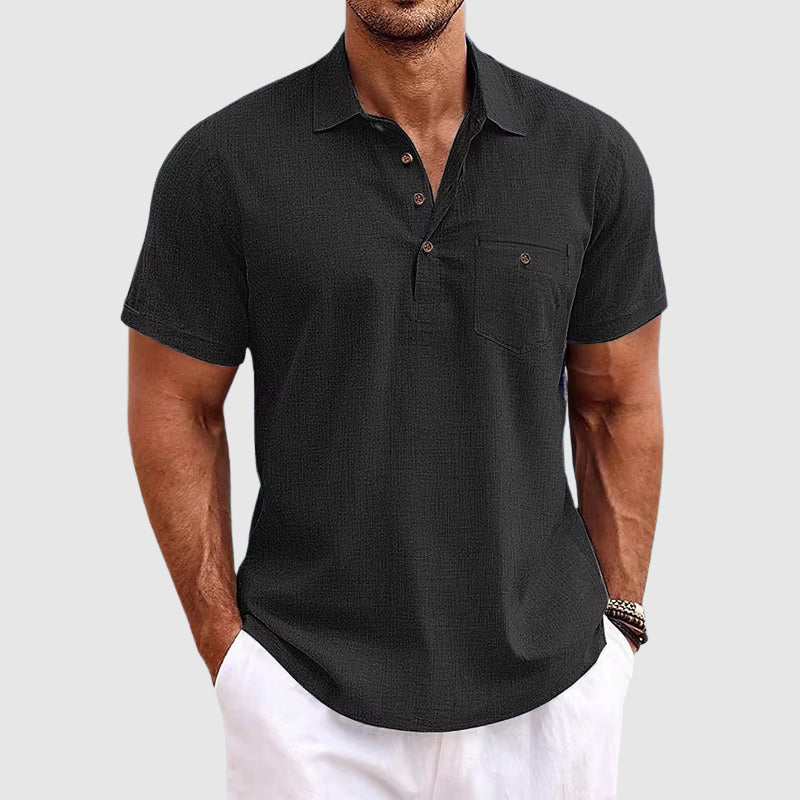 Montarello Men's Short-Sleeve Linen-Look Holiday Polo Shirt